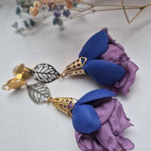 Klipsy kwiaty fioletowo-niebieskie