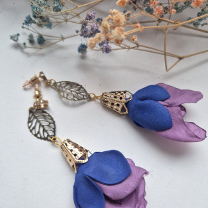 Kolczyki kwiaty fioletowe granatowe