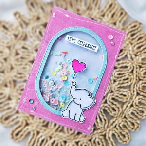 Kartka ze słoniem i shakerem