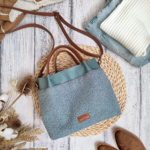 Tote bag niebieski baranek- listonoszka boucle