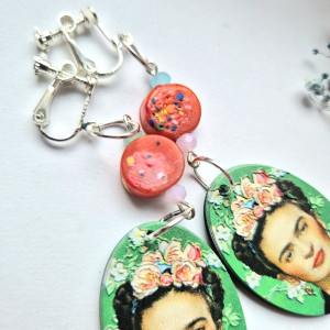 Klipsy rękodzieło z frida kahlo
