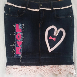 Spódnica denim mini ołówkowa boho street fashion w różu