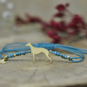 Whippet / Chart angielski - bransoletka z psem, srebro 925 pozłacane