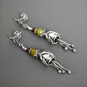 Kolczyki Scarlett, agat, granat, srebro 925, kolekcja Przeminęło z Wiatrem