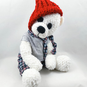 PIOTRUŚ - szydełkowy miś, personalizacja