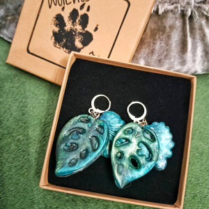 Piękne kolczyki idealne na prezent duże zielone monstery