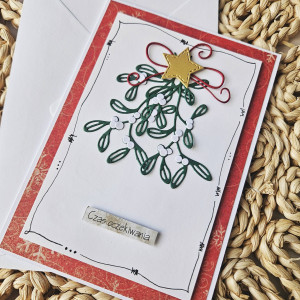 Kartka bożonarodzeniowa z jemiołą clean&simple