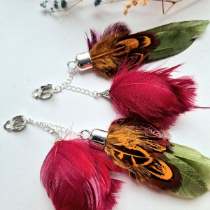 Klipsy pióra  długie lekkie Boho