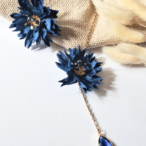 Naszyjnik chabry bławatek niebieskie kwiaty