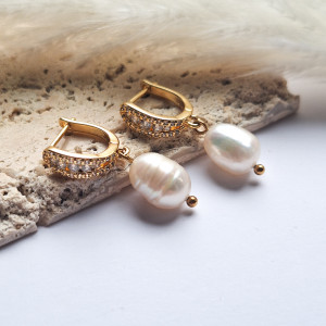 Kolczyki pozłacane z perłami