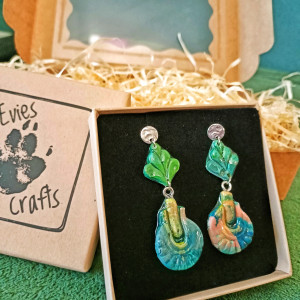 Folk etno azteckie długie kolorowe lekkie kolczyki z glinki polimerowej