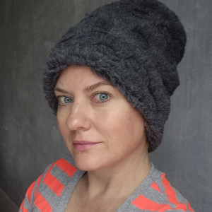 czapka sztuczne futro szara ciepła