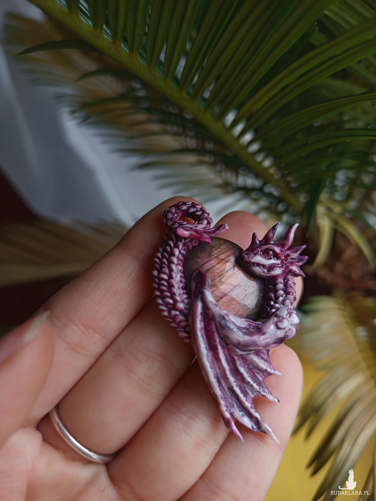 Naszyjnik smoczego strażnika z labradorytem, idealny na prezent, magia fantasty