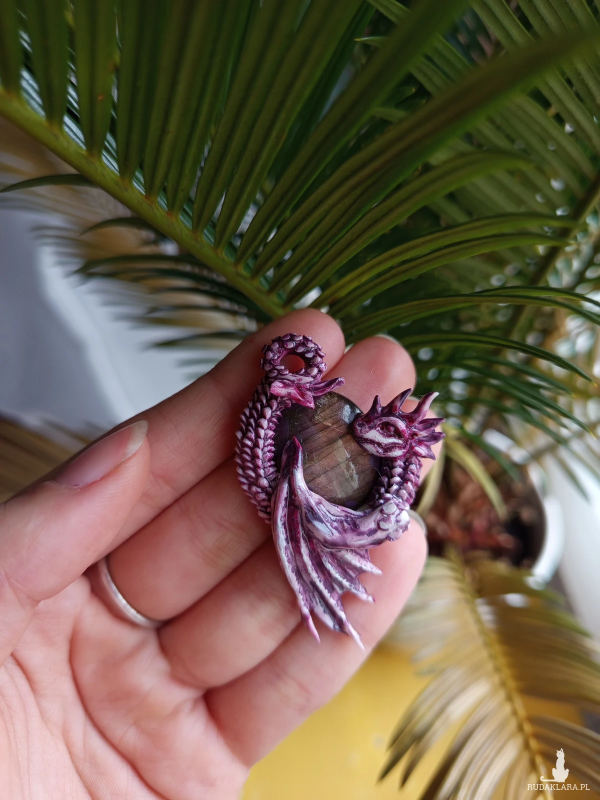 Naszyjnik smoczego strażnika z labradorytem, idealny na prezent, magia fantasty