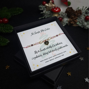 Bransoletka z Kamieni Naturalnych „Świąteczna Czułość” - kwarc różowy, perła, granat, kamień księżycowy