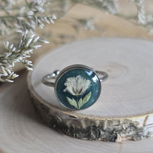 Wieczne kwiaty srebrny pierścionek regulowany kwiaty z kwiatami kwiatem gipsówka