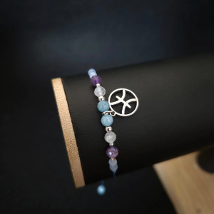 Bransoletka Zodiakalna Ryby ze srebrną zawieszką