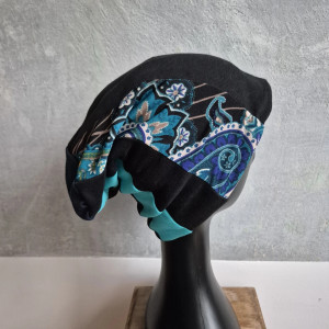 Czapka smerfetka codzienna patchwork