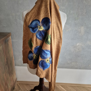 Miodowa chusta handmade wełniana