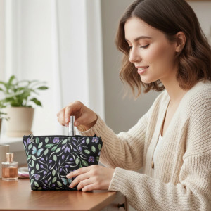 Kosmetyczka damska wodoodporna liście kwiaty Kw019