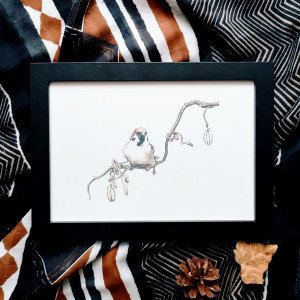 Wróbelek na gałęzi ilustracja A5