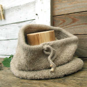 Cieplutki Komin z wełny boucle, kolor piaskowy