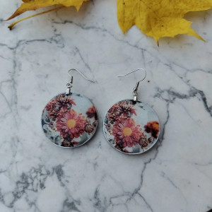 Kolczyki z grafiką Zimowe kwiaty