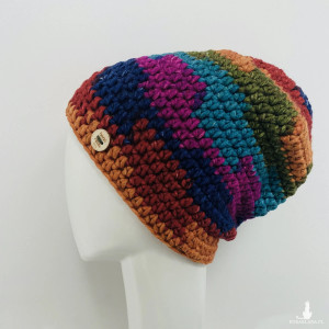 Kolorowa gruba czapka smerf ręcznie robiona