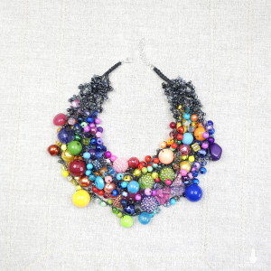 6968 Naszyjnik Kolia 'Artystyczny Bałagan' – Wielobarwny Kaskadowy