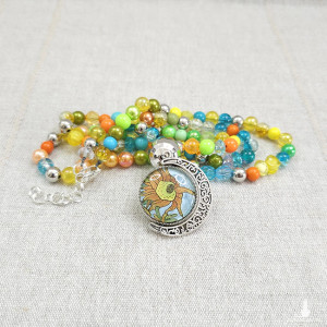 6757 Naszyjnik "Słoneczna Radość" - Dwustronna Zawieszka z Autorskim Rysunkiem