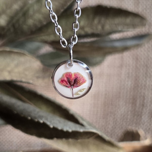 Srebrna zawieszka srebrny wisiorek z pomarańczowym kwiatem