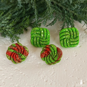 "Noel" v.2 kolczyki sztyfty z gliny polimerowej - zestaw 2 pary