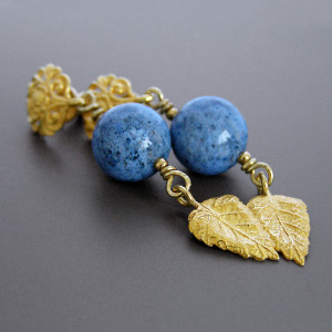 Kolczyki Scarlett, dumortieryt, srebro pozłacane, kolekcja Przeminęło z Wiatrem