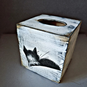 Chustecznik , pudełko na chusteczki "Śpiący kot"