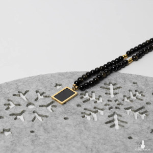 Naszyjnik Męski z Kamieni Naturalnych Obsydian Night Sigil