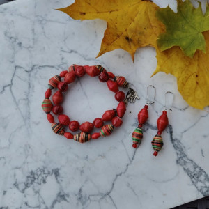 Jesienna Energia – komplet biżuterii z ręcznie robionych koralików