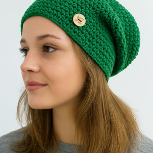 Czapka całoroczna przejściowa cienka bawełna S/M unisex soczysta zieleń