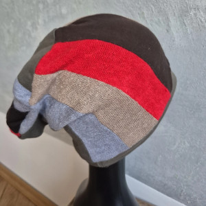 Czapka damska Smerfetka patchworkowa