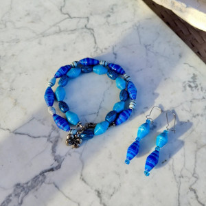 Komplet biżuterii Oceaniczna Harmonia – bransoletka i kolczyki