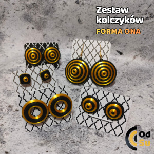 Zestaw kolczyków FORMA ONA czarno-złoty