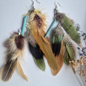 Kolczyki pióra boho energetyczne