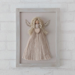 Anioł makrama w ramce