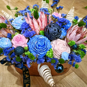 ZIMOWY Flower Box | miedziany metalowy pojemnik + świece sojowe PREMIUM