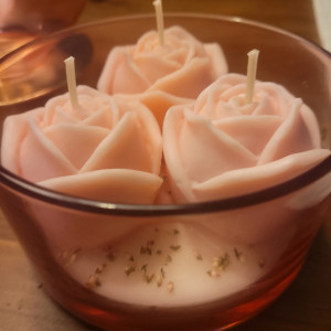 Świeca sojowa w szklanym naczyniu- Dzień Babci, Walentynki