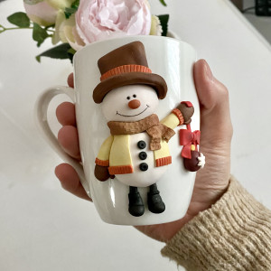 Ceramiczny kubek z dekorem - Bałwanek Świąteczny Wyprzedaż