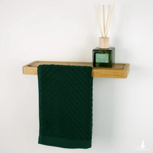 Mała półka do łazienki z uchwytem na ręcznik  dębowa