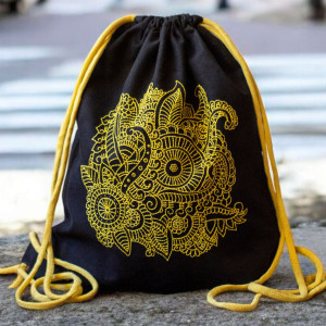 Czarny ręcznie haftowany workoplecak XL