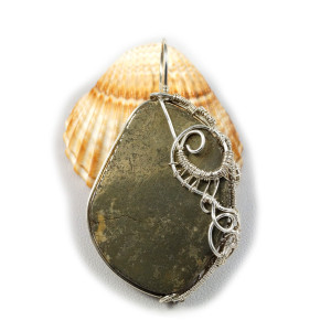 Piryt, Srebrny wisior z pirytem, ręcznie wykonany, prezent dla niej, prezent dla mamy, prezent urodzinowy,