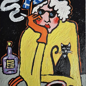 obraz ręcznie malowany sam na sam z noca