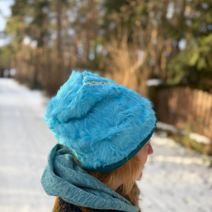 Futrzana  sztuczne futro niebieska